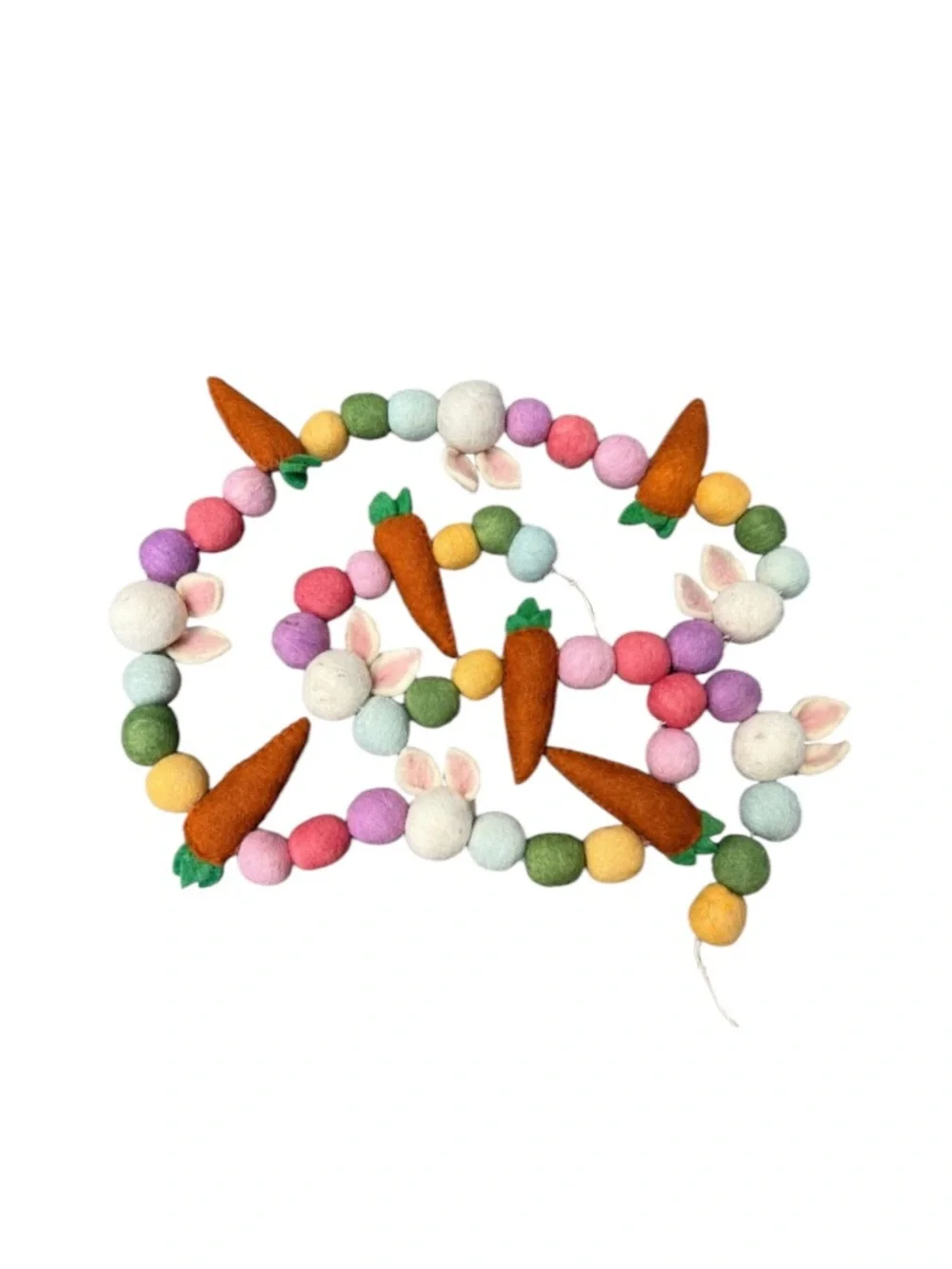 Colorful Felt Bunny and Carrot Bead Garland Easter Decor